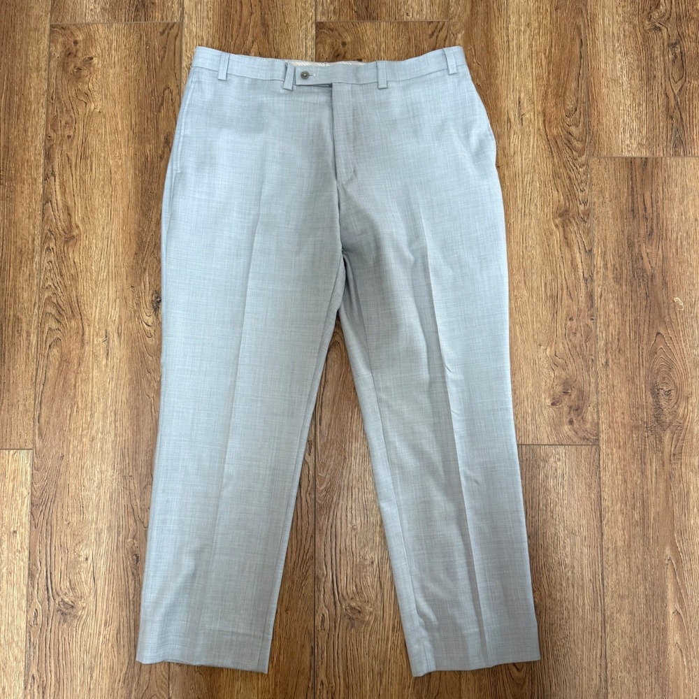 Calvin Klein 100% Wool Dress Pants Mens 38x30 Gray‎ Trousers Flat Front Business